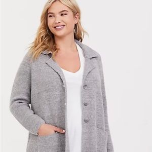 COATIGAN NOTCHED COLLAR OPEN FRONT SWEATER